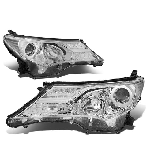 2013-2015 Toyota RAV4 Pair Chrome Housing Clear Corner Projector Headlight