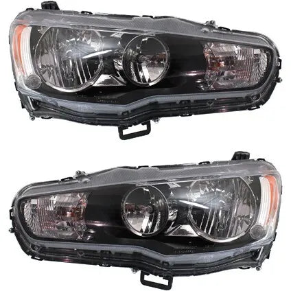 Headlight Set For 2009-2017 Mitsubishi Lancer Left and Right With Bulb 2Pc