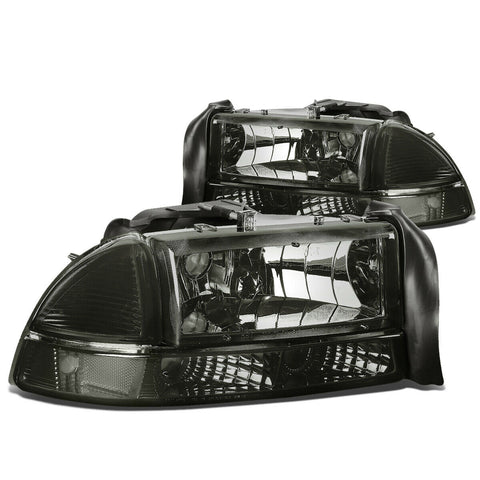 1997-2004 Dodge Durango Pair Smoked Housing Clear Corner Headlight/Lamp