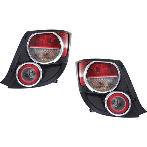 Halogen Tail Light Set For 2012-2016 Chevrolet Sonic LS Hatchback Clear/Red 2Pcs