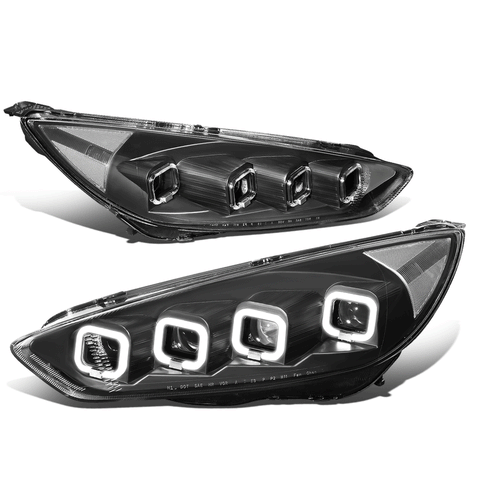 2015-2018 d Focus Sequential LED Halo Projector Headlight Black/Clear