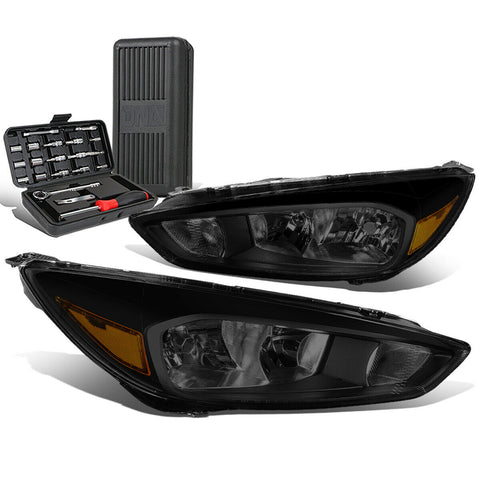 2015-2018 d Focus Gen3 Pair Tinted/Amber Signal Headlight Lamps+Tool Box