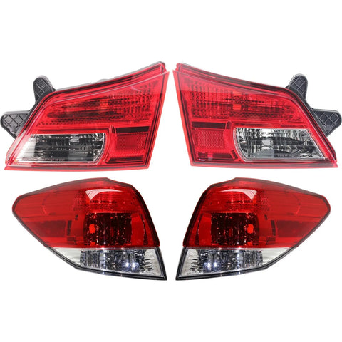 Tail Light Set For 2010-2014 Subaru Outback LH RH Inner Outer Clear/Red CAPA