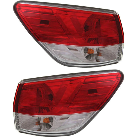 Halogen Tail Light Set For 2013-17 Nissan Pathfinder Clr/Red w/ Bulbs 2Pcs CAPA