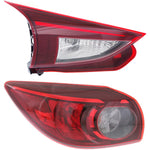 Tail Light Set For 2014-2018 Mazda 3 3 Sport Left Inner Outer Clear/Red Halogen