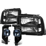05-07 SUPERDUTY BLACK CLEAR HEADLIGHT+TRUN SIGNAL LAMP+SMOKED OE FOG LIGHT