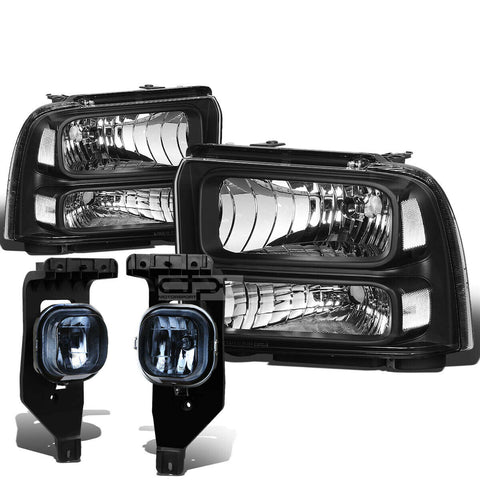05-07 SUPERDUTY BLACK CLEAR HEADLIGHT+TRUN SIGNAL LAMP+SMOKED OE FOG LIGHT