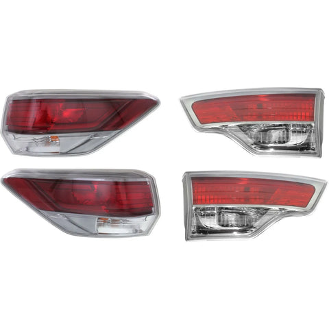 Tail Light Kit 2014-2017 For Toyota Highlander LE LH RH Clear & Red Lens