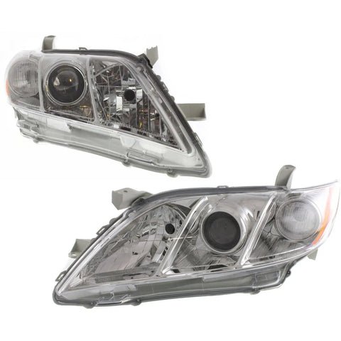 Headlight Set For 2007-2009 Toyota Camry SE LE XLE Left and Right Chrome Housing