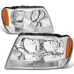 1999-2004 Jeep Grand Cherokee Chrome Housing Amber Corner Headlight/Lamp Set