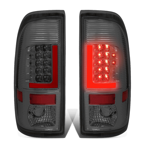 1999-2007 d Super Duty F150 Red LED L-Bar Tail Brake Light Lamp Smoked