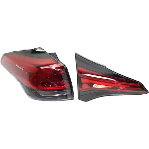 Tail Light Set For 2016-2018 Toyota RAV4 Left Inner and Outer Clear/Red Halogen