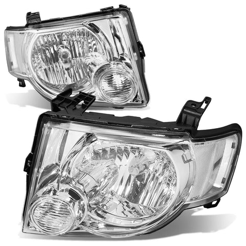 2008-2012 d Escape SUV Pair Chrome Housing Clear Side Headlight/Lamp Set
