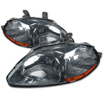 96-98 Honda Civic EK/EJ/EM Black Housing Amber Corner Headlight/Lamp Set
