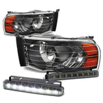 BLACK HOUSING CLEAR LENS HEADLIGHT+AMBE