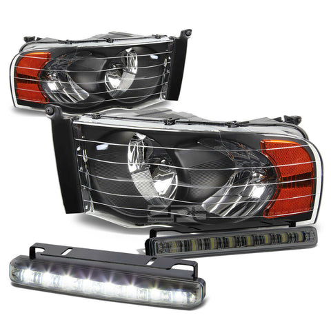 BLACK HOUSING CLEAR LENS HEADLIGHT+AMBE
