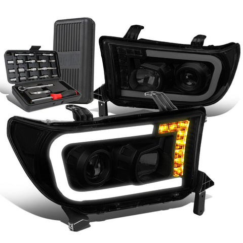2007-2017 Tundra LED Turn Signal Tinted/Clear Projector Headlights+Too
