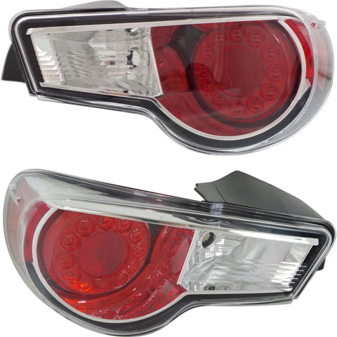 Tail Light Set For 2013-2016 Scion FR-S Left and Right Clear/Red Halogen CAPA