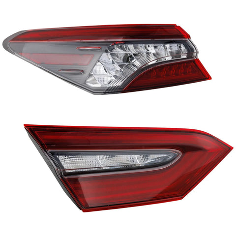 Tail Light Set For 2021-2022 Toyota Camry Left Inner and Outer Clear/Red Halogen