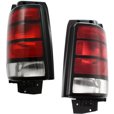 Halogen Tail Light Set For 1991-1995 Dodge Caravan Clear & Red Lens 2Pcs