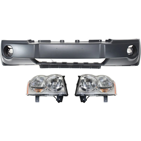 Headlight Kit For 2005-2007 Jeep Grand Cherokee Left and Right Side Halogen 3 Pc