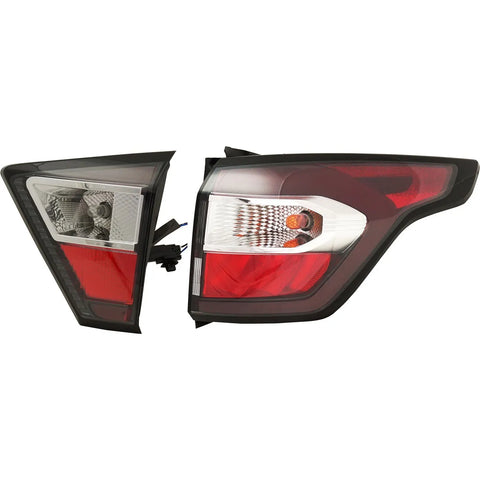 Tail Light Set For 2017-2018 Ford Escape RH Inner Outer Red/Clear w/ Chrome CAPA