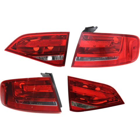 Tail Light For 2009-2012 Audi A4 Quattro Set of 4 Left and Right Inner and Outer