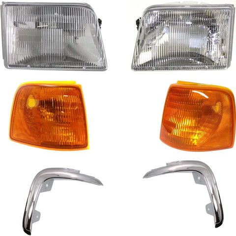 Kit Headlight Driving Head light Headlamp Driver & Passenger Side Styleside