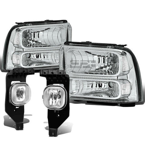 05-07 SUPERDUTY CHROME CLEAR HEADLIGHT+TRUN SIGNAL LAMP+OE BUMPER FOG LIGHT