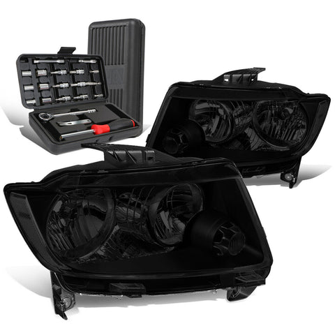 2011-2013 Grand Cherokee Pair Tinted/Clear Signal Headlight Lamps+Tool Box