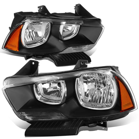 2011-2014 Dodge Charger Pair Black Housing Amber Corner Headlight/Lamp Set