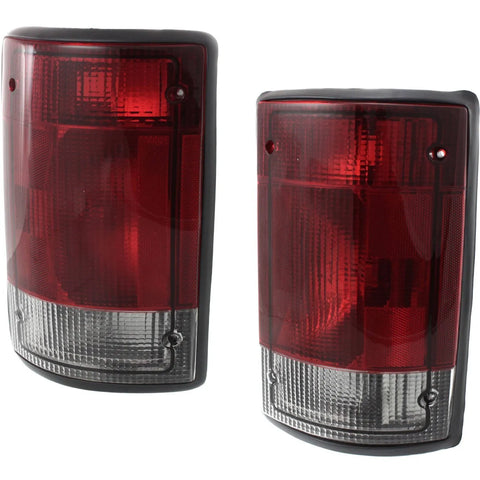 Halogen Tail Light Set For 2004-14 Ford E-350 Super Duty Clr/Rd w/Blbs 2Pcs CAPA