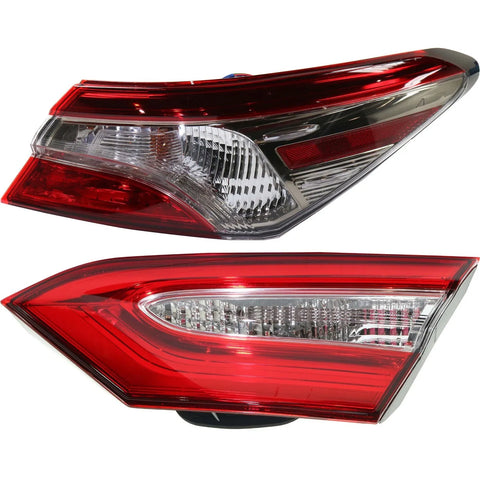 Tail Light Set For 2018-2019 Toyota Camry LH/RH Inner Outer w/ bulb Halogen CAPA