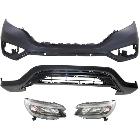 Bumper Cover and Headlight Kit For 2015-2016 Honda CR-V Front