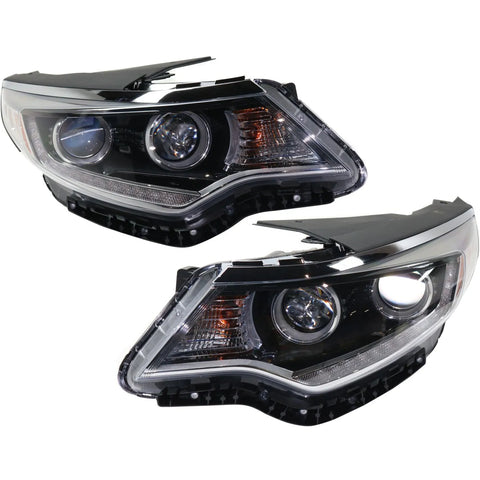 Headlight Set For 2016-2017 Kia Optima Left and Right Clear Lens Black Housing