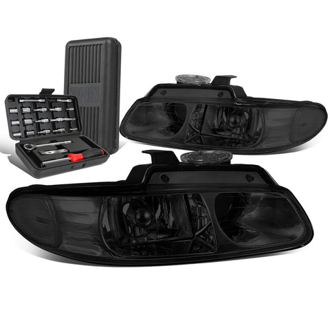 1996-1999 Grand Caravan Smoked/Clear Signal Projector Headlights+Too