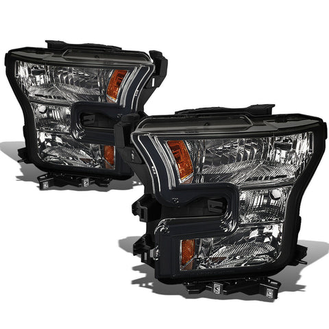2015-2017 d F150 Pickup Pair Smoked Housing Amber Corner Headlight/Lamp