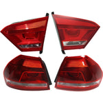 Tail Light Set For 2012-2015 Volkswagen Passat LH RH Inner Outer Clear/Red