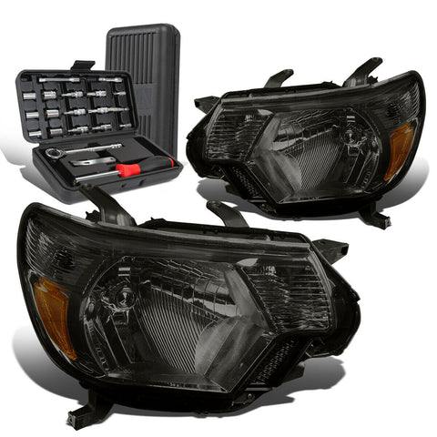 2012-2015 Toyota Tacoma Pair Smoked Amber Signal Headlight Lamps+Tool Box