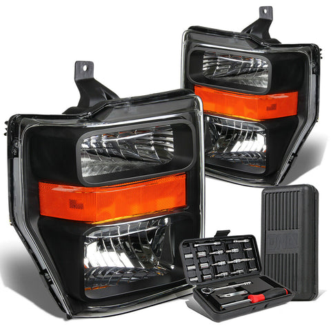 2008-2010 d Super Duty Pair Black/Amber Corner Headlight Lamps+Tool Box