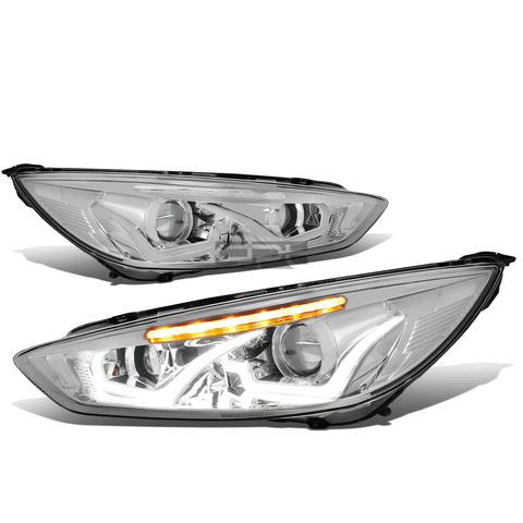 [LED Dual Halo]  2015-2018 d Focus Chrome Clear Projector Headlight/Lamp