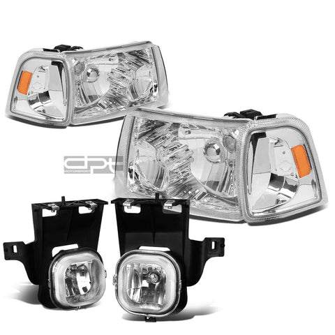 06-07 RANGER CHROME AMBER HEADLIGHT+TURN SIGNAL LAMP+OE BUMPER FOG LIGHT