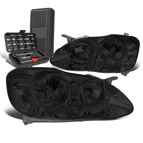 2003-2008 Toyota Corolla Pair Smoked Housing Clear Signal Headlight+Tool Box