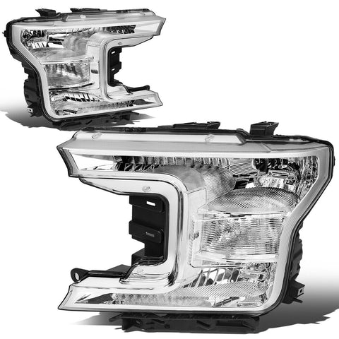 18-20 d F150 OE Style Chrome Housing Clear Side Driving Headlight Lamps
