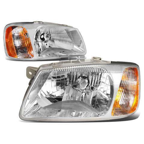 2000-2002 Accent Pair Chrome Housing Amber Corner Bumper Headlight/Lamp Set