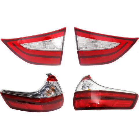 Tail Light For 2015 Toyota Sienna Set of 4 Left and Right Inner and Outer