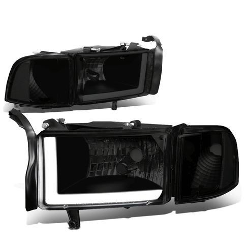 1994-2002 RAM 1500 2500 3500 Tinted/Clear Corner LED DRL Headlight Head Lamp