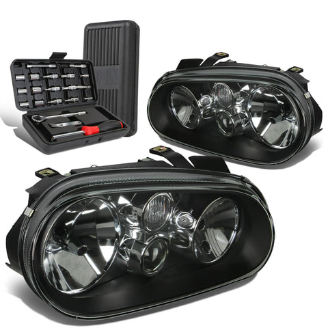 1999-2006 Volkswagen Jetta Black Clear Projector Headlight Lamps+Tool Box