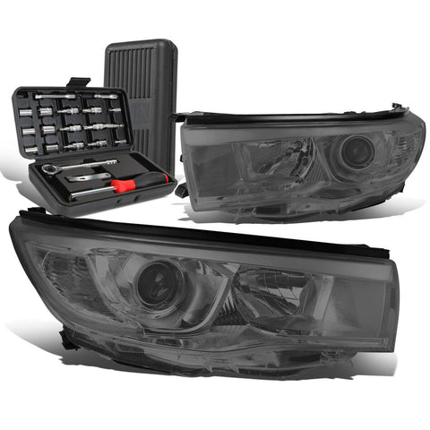 2014-2016 Toyota Highlander Projector Headlight Lamps+Tool Box Smoked/Clear