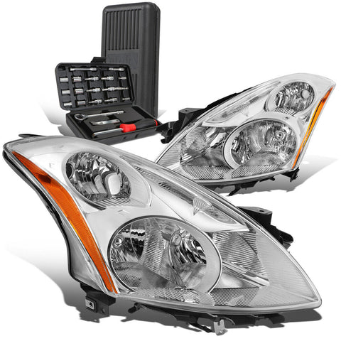 2010-2012 Altima Pair Chrome Housing Amber Signal Headlight Lamp+Tool Box